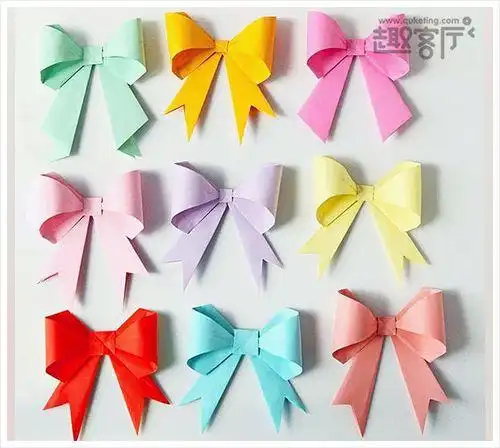 漂亮的蝴蝶结折纸简单的儿童手工蝴蝶结折纸