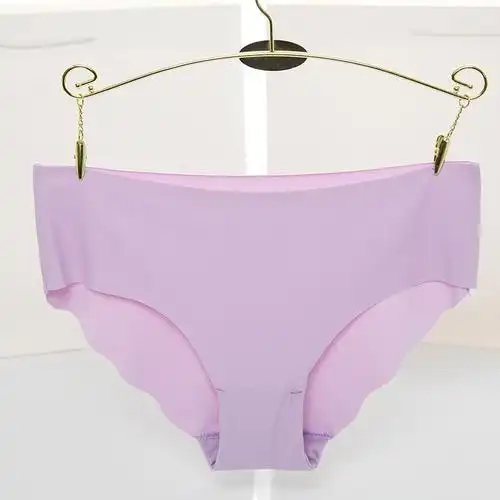 欧美同款一片式女士无痕透气性感纯色光面冰丝三角内裤维多色彩