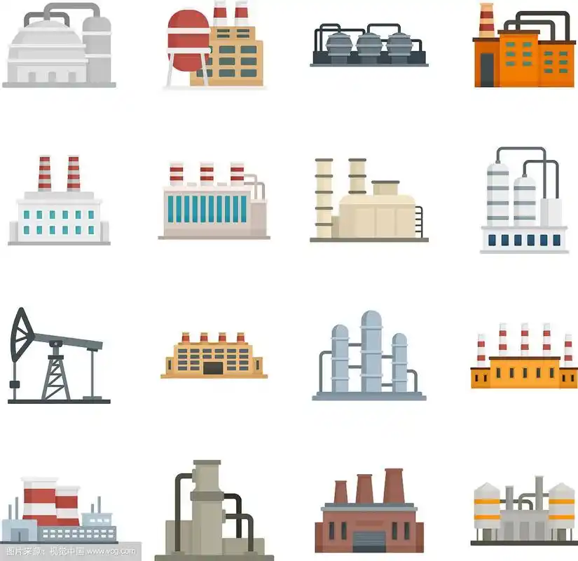 炼油厂工厂图标设置扁平化风格