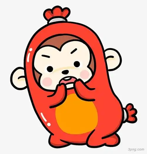 惊讶的猴宝宝png素材透明免抠图片-卡通手绘-三元素3png.com