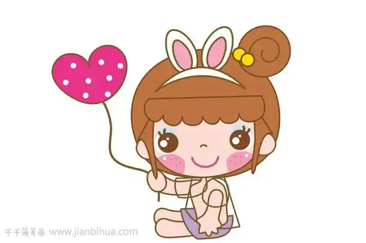 戴帽子的小女孩 卡通少女简笔画