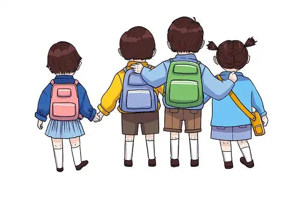 卡通手绘小孩背影人物素材