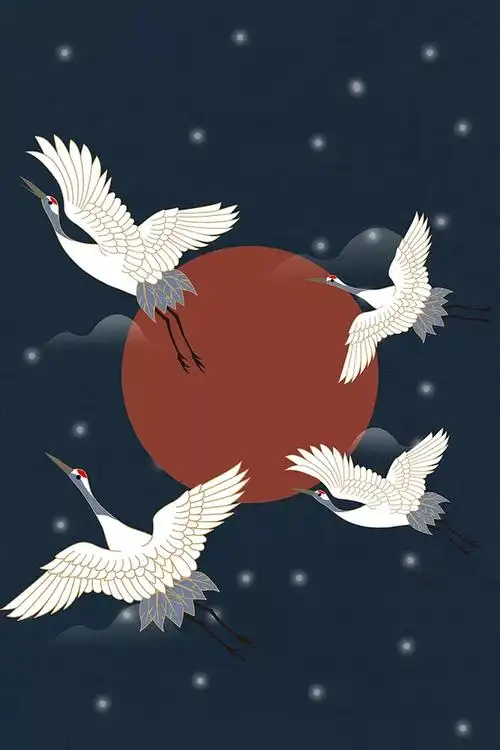 国风仙鹤复古背景,7张高清jpg图片,中国风设计素材免费下载