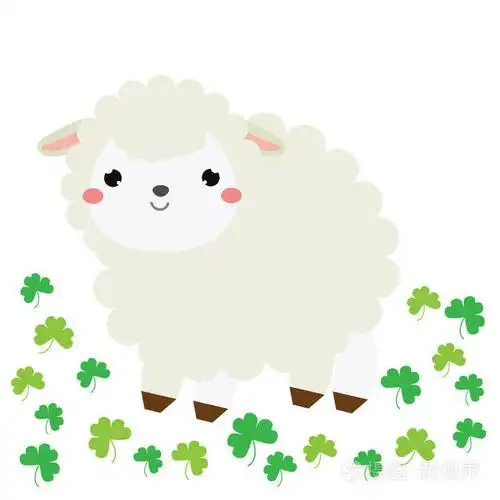 可爱的卡通羊羔羊. 为婴儿和儿童设计图案的农场动物特征