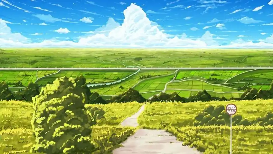 云景路-卡通绿色风景壁纸