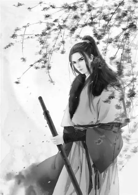 黑白色古风公子图片持剑