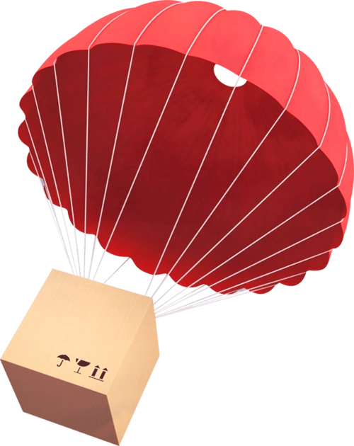 单个空头,降落空投箱素材为png图片,免扣背景素材,透明背景,直接