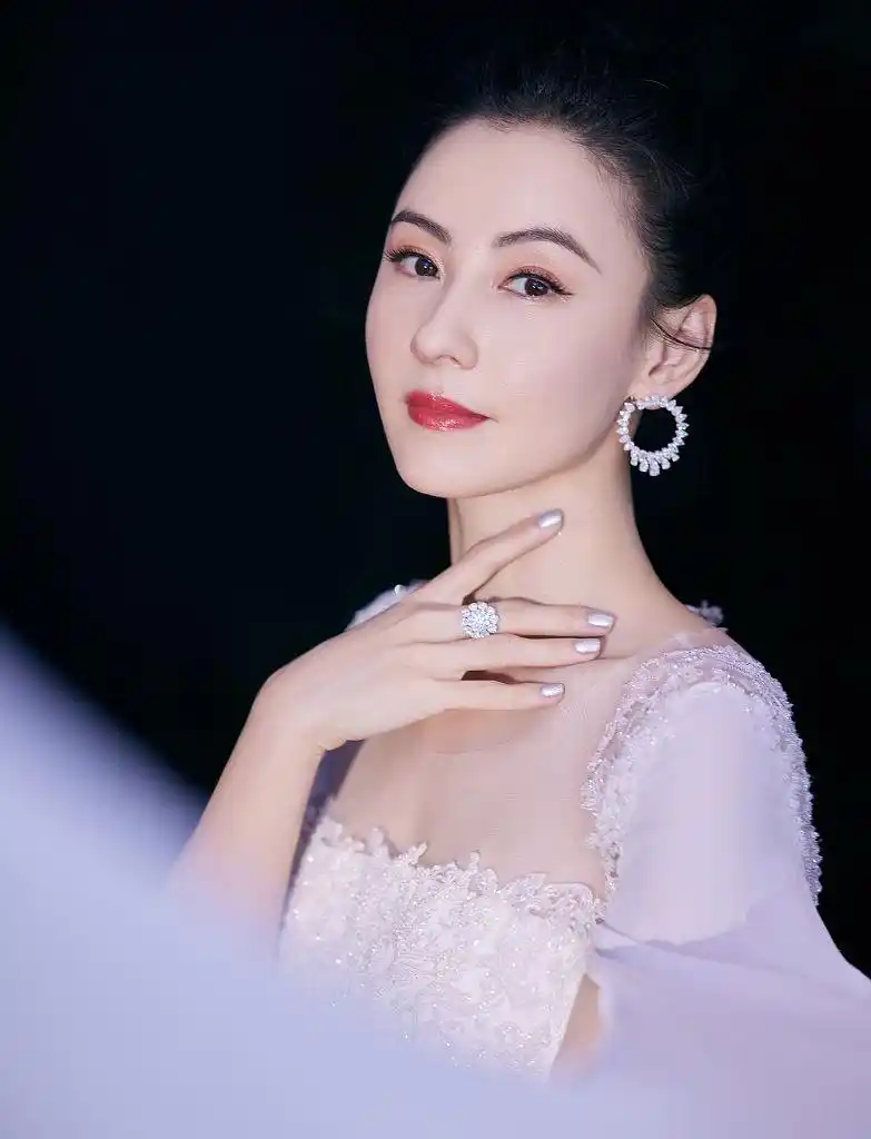 张柏芝美照秀锁骨仙气十足 穿珠光刺绣长裙气质满分_凤凰网娱乐_凤凰