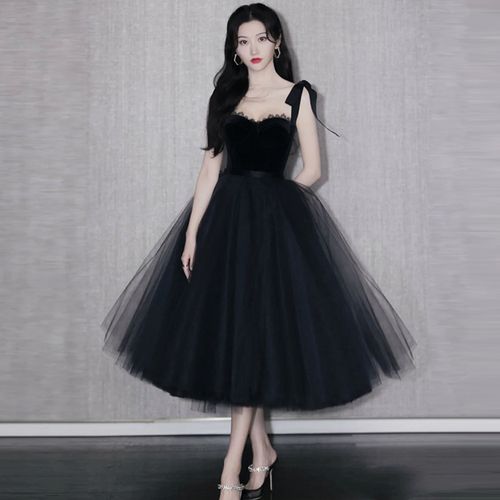 高端生日小晚礼服裙女黑色宴会高级感主持人仙气名媛party裙公主 - 17