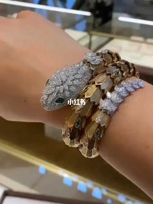 bulgari宝格丽蛇形水钻金手镯
