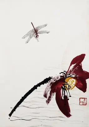 齐白石莲蓬蜻蜓图