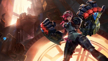 英雄联盟皮城执法官蔚拳女皮肤原画网络游戏gif动图_动态图_表情包