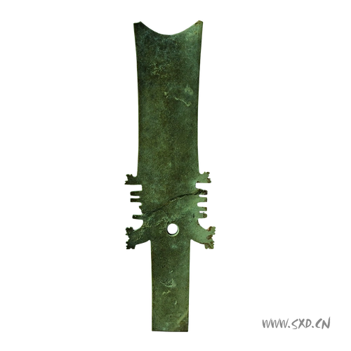 p>商玉璋,商代玉器铸品,收藏于四川德阳三星堆博物馆. /p>