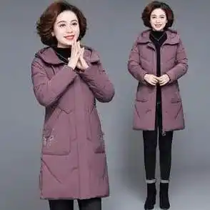 中长款新款洋气妈妈冬装棉衣外套2021中老年女装保暖羽绒棉服冬季