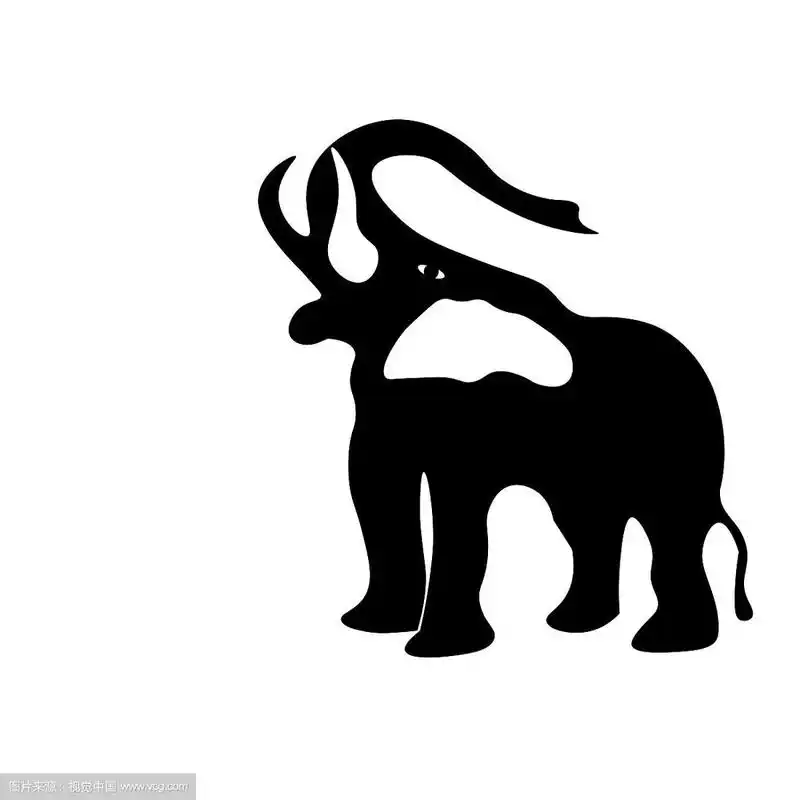 黑白相间的大象的剪影