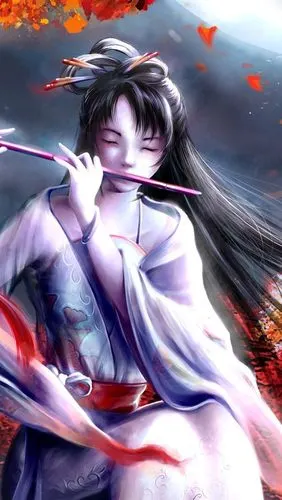 吹着长笛的女孩 iphone 壁纸