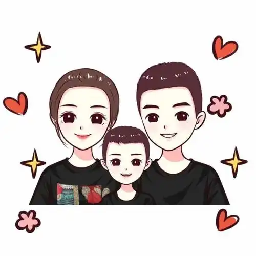 11月微信头像合集,一家三口,四口亲子手绘头像