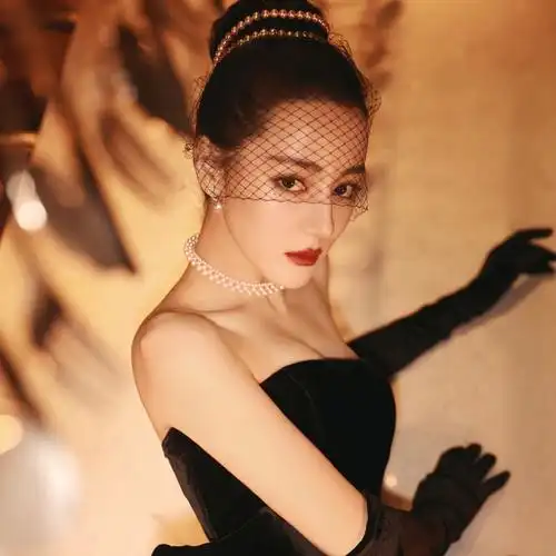 迪丽热巴同款发饰长款珍珠链条头饰盘发百搭发饰