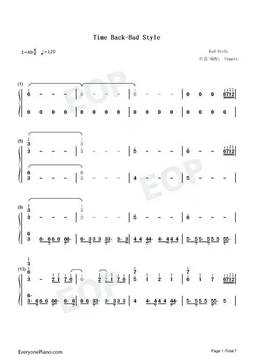 time back-节奏感强的纯音乐-抖音超火bgm双手简谱预览1