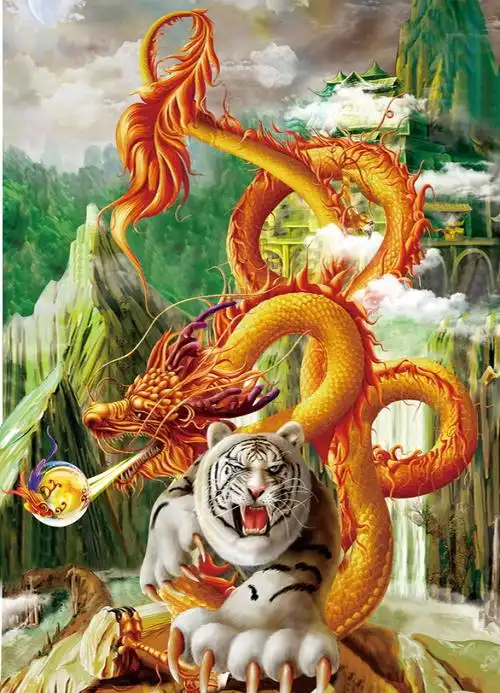 龙虎啸天中堂画图片