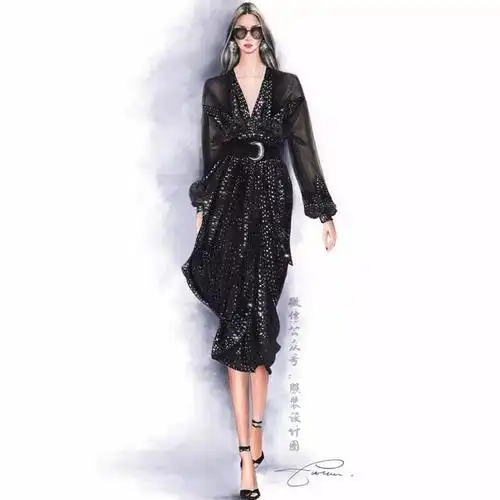 服装设计手绘效果图彩铅礼服时装画欣赏彩铅入门基础