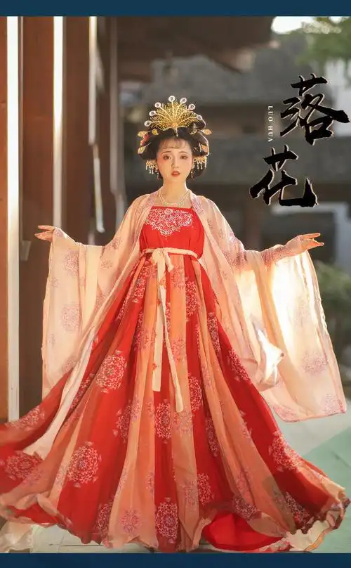 汉服女美人妆烫金齐胸六米大摆襦裙古装春红色系古风成人汉服女单件