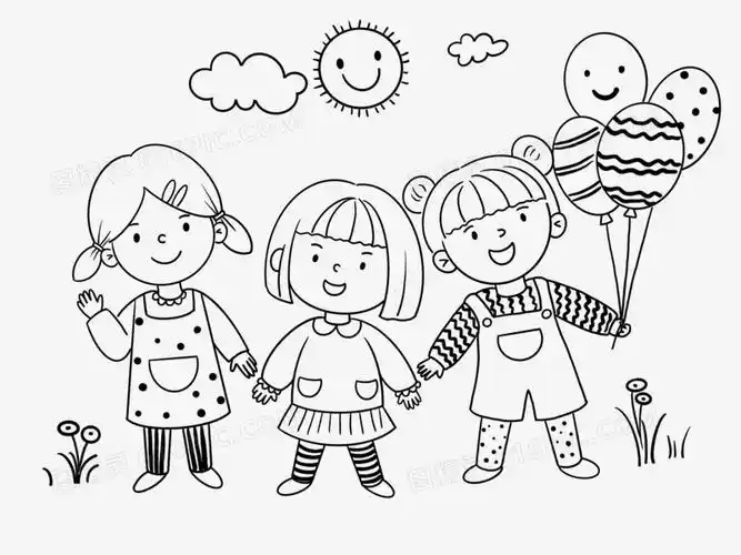 手绘儿童人物简笔画装饰元素