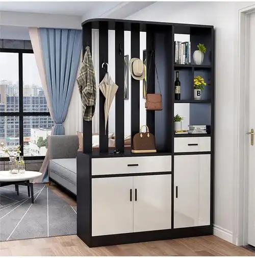 正对大门玄关柜 屏风隔断客厅简约现代置物架入户进门实木正对大门