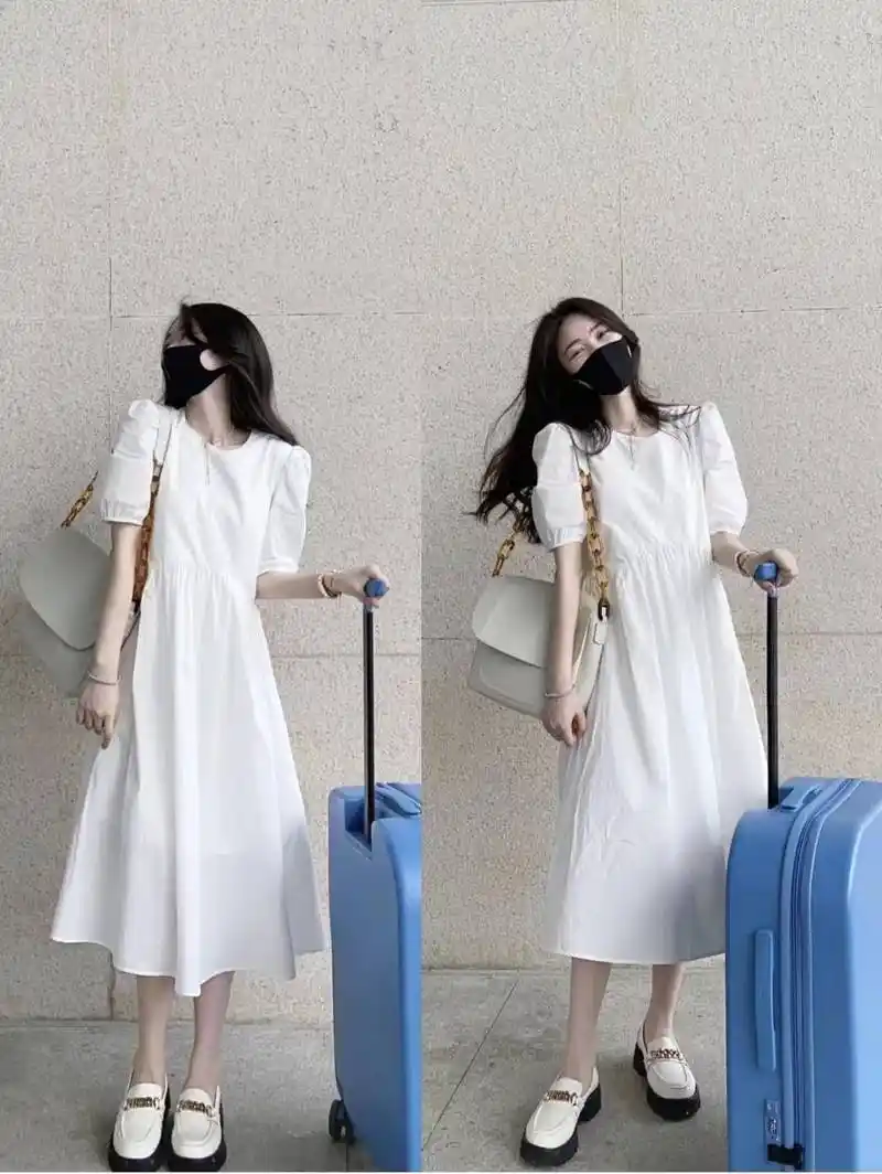 白色连衣裙配什么鞋子好看 白色连衣裙怎么搭配好看_look_厚底_裙子