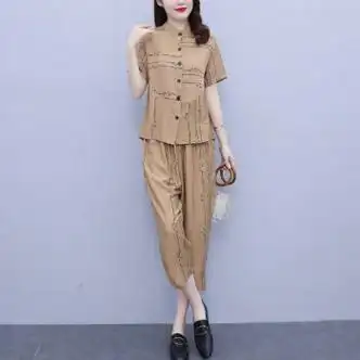 mdug素订棉麻女装素素套装高端时尚中国风套装夏季2022年新款高端