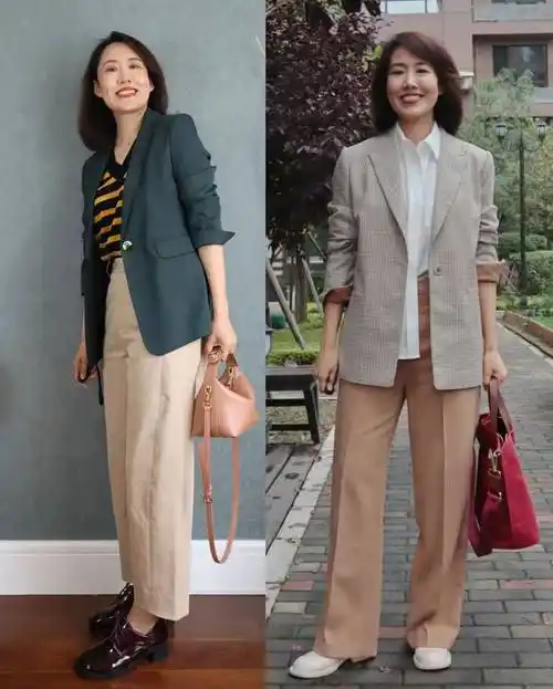 这些小西装穿搭真适合中年女人,优雅干练有格调,休闲通勤都能穿_女士