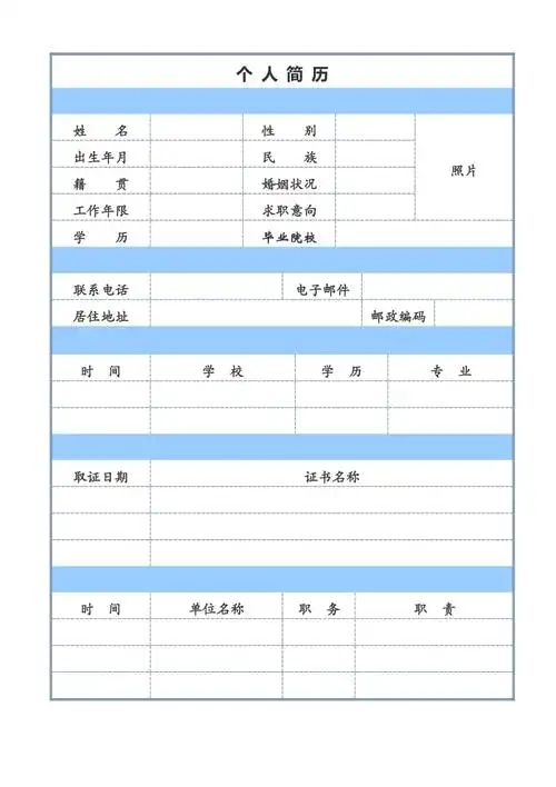 个人简历模板word格式电子版