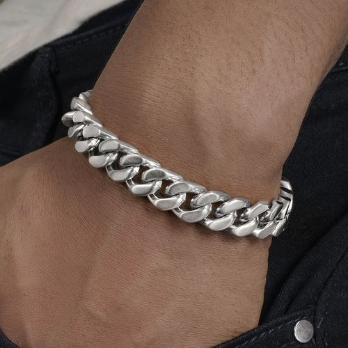 grgr银色磨砂古巴手链男女嘻哈情侣款同款欧美潮流手链