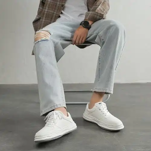 溶解鞋小白鞋少年感白鞋子男百搭韩版青春潮流男鞋厚底白色板鞋男