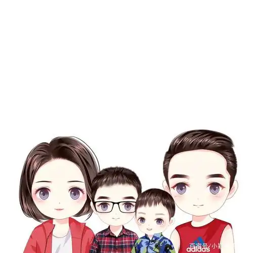 手绘动漫图片,温馨一家四口头像,拿图收藏喔
