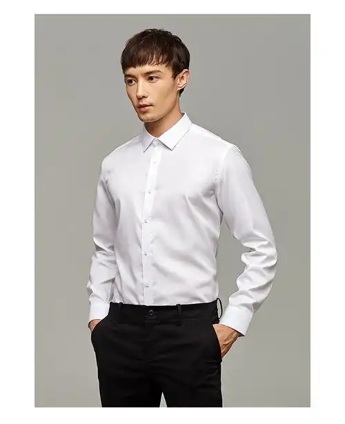 master polo全棉商务液氨免烫衬衫男翻领正装白衬衣 白色 185/xxl