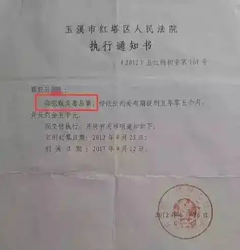 在入监体检时狱警交给了他一份《执行通知书》,蹊跷的是通知书上显示