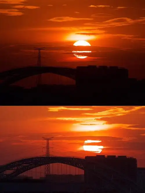 黄昏与正在落下的夕阳