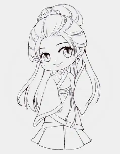 可爱的古风q版人物简笔画教程古风简笔画教程人文绘画