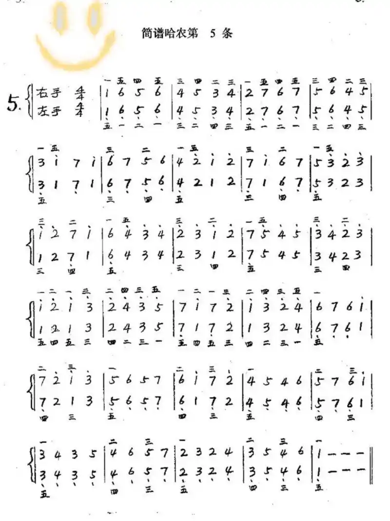 哈农8215初学者8215指法简谱 初学者收手指训练必备.