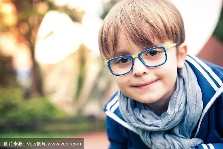 一个戴眼镜的小男孩的肖像
