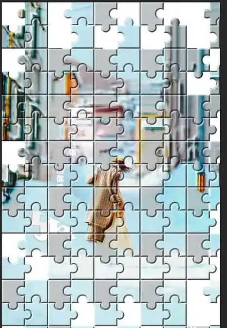 ps怎么给图片制作碎片拼图效果?