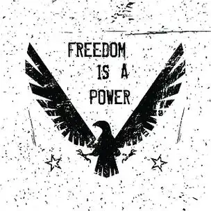 老鹰与翅膀举起自由和勇气的剪影象征海报打印图标抽象矢量图