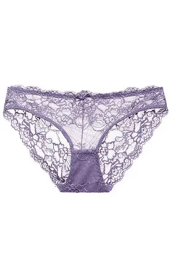 少女美屋夏季性感蕾丝镂空低腰三角裤女士诱惑内裤半透明黑色大码