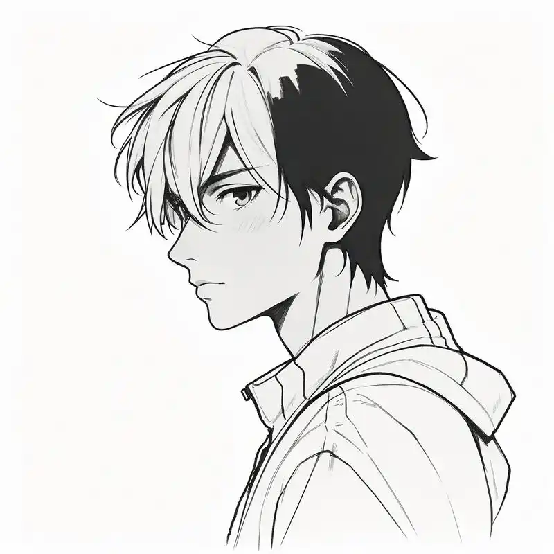 96 男生侧脸黑白素描头像 94