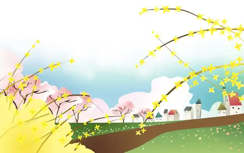 春天气息矢量宽屏壁纸