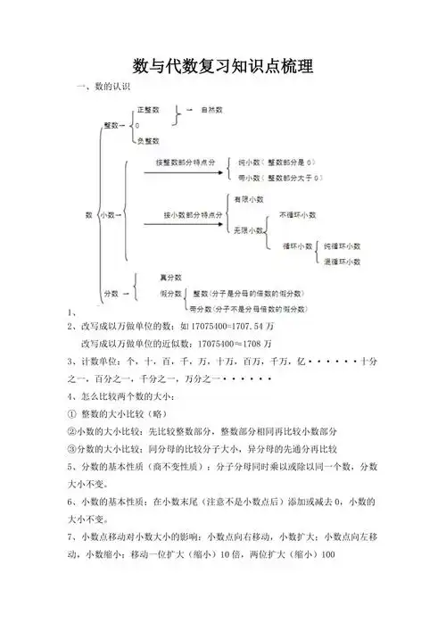 小学数与代数知识点总复习