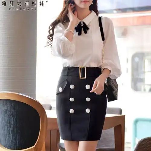 包臀裙半身裙粉红大布娃娃2016春装新款女装韩版a字双排扣半身裙短裙