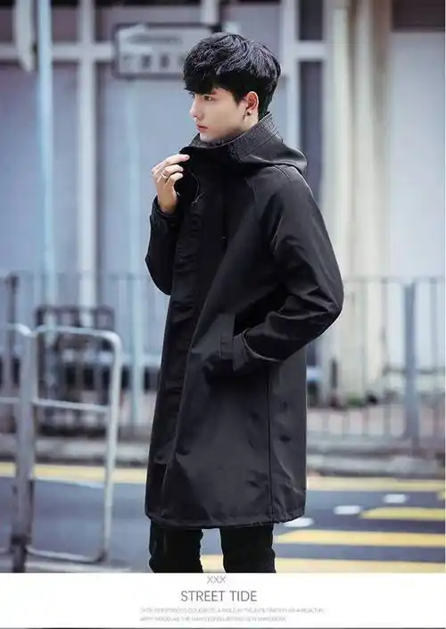 俞兆林风衣男中长款英伦风潮流帅气过膝薄款春秋季外套男士大衣春季