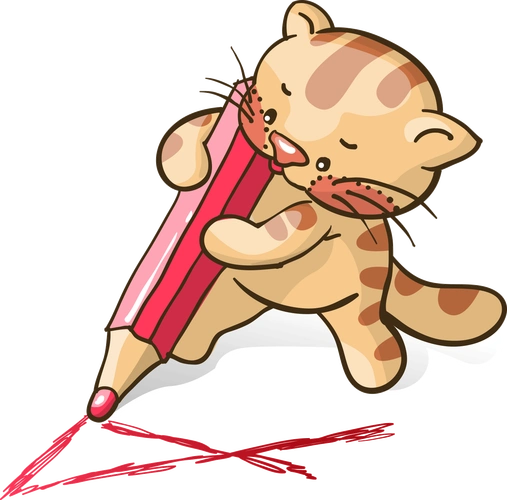 夏日可爱猫咪与西瓜卡通手绘